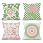 Sage Green and Pink Throw Pillow Covers Set of 4