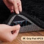 Black Fluffy Area Rug for Bedroom or Living Room