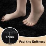 Black Fluffy Area Rug for Bedroom or Living Room