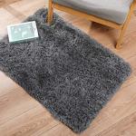 Grey Non-Slip Fluffy Mini Bedroom Area Rug