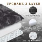 Fluffy Grey Throw Rug for Bedroom or Entryway