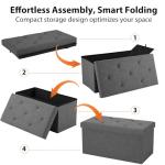 Foldable Storage Ottoman Bench with Padded Seat