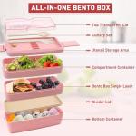 35-Piece Stackable Bento Lunch Box Set (Pink)