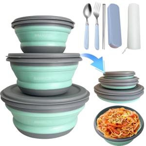 Set of 3 Collapsible Silicone Camping Bowls
