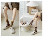 Cute Retro Striped Crew Socks for Women
