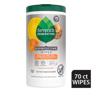 Seventh Generation Lemongrass Disinfecting Wipes, 70 Pack