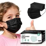 100 Pack Disposable Black Kids Face Masks