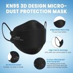 50 Pack Black KN95 Face Masks, 5-Ply Protection
