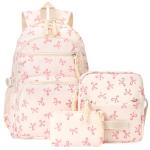 Cute Pink Kawaii Bow Backpack Set