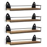 4 Pack Wall-Mounted Rustic Spice Rack Set