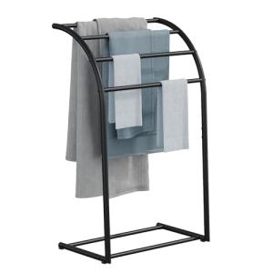 40 Inch Black Metal Free Standing Towel Rack