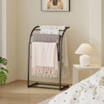 40 Inch Black Metal Free Standing Towel Rack