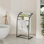 40 Inch Black Metal Free Standing Towel Rack