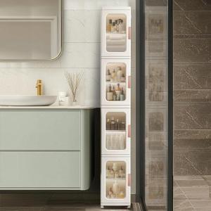 Slim Bathroom Storage Cabinet with Clear Doors