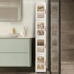 Slim Bathroom Storage Cabinet with Clear Doors