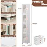 Slim Bathroom Storage Cabinet with Clear Doors