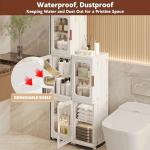 Slim Bathroom Storage Cabinet with Clear Doors