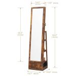 360 Swivel Jewelry Cabinet with Mirror - Rustic Brown