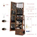 360 Swivel Jewelry Cabinet with Mirror - Rustic Brown
