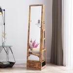 360 Swivel Jewelry Cabinet with Mirror - Rustic Brown