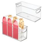 Stackable Clear Pantry Bins with Handles - Set of 2