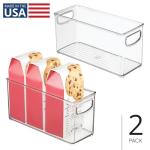 Stackable Clear Pantry Bins with Handles - Set of 2