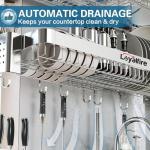 Loyalfire Over Sink Dish Drying Rack, 3 Tier Adjustable Length (20.87'' to 37.6'') Full Stainless Steel Large Storage Kitchen Dish Rack, Expandable Drainer Shelf Rack with Multifunctional Organizers