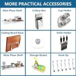 Loyalfire Over Sink Dish Drying Rack, 3 Tier Adjustable Length (20.87'' to 37.6'') Full Stainless Steel Large Storage Kitchen Dish Rack, Expandable Drainer Shelf Rack with Multifunctional Organizers