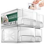 4-Pack Clear Acrylic Stackable Storage Drawers