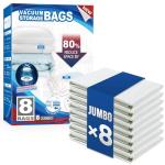 8 Pack Jumbo Vacuum Storage Bags for Clothes