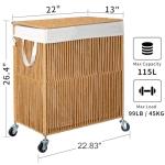 Rolling Laundry Hamper with Lid and Divider