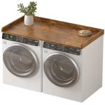 Piskyet Washer Dryer Countertop,Laundry Countertop with Edge Rails,27.5" Depth x 54" Wood Countertop For Washer and Dryer,Laundry Machine Topper for Laundry Room Organization and Storage(Rustic Brown)