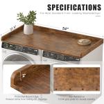 Piskyet Washer Dryer Countertop,Laundry Countertop with Edge Rails,27.5" Depth x 54" Wood Countertop For Washer and Dryer,Laundry Machine Topper for Laundry Room Organization and Storage(Rustic Brown)
