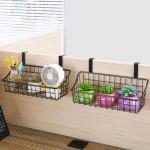 LeleCAT Basket with hook Grid Storage Basket, Hang it behind a door or on a railing, Over the Cabinet Door, Small, BLack,2 Pack