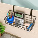 LeleCAT Basket with hook Grid Storage Basket, Hang it behind a door or on a railing, Over the Cabinet Door, Small, BLack,2 Pack