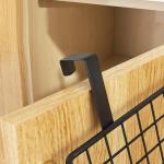 LeleCAT Basket with hook Grid Storage Basket, Hang it behind a door or on a railing, Over the Cabinet Door, Small, BLack,2 Pack