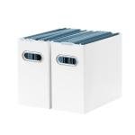 Oterri File Organizer, Small Storage Box, Cardboard File Folder Organizer, Collapsible File Box, Hanging File Organizer for Letter Size, Portable File Box with Handle, Only Box（White，2 Packs）
