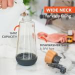 Full Circle Bottle Service - Refillable Glass Spray Bottle for Cleaning - Versatile Stream & Mist Options, Bamboo Details, Silicone Boot - Ideal for Non-Toxic Solutions & Plant Care, 16oz, Gray