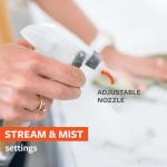 Full Circle Bottle Service - Refillable Glass Spray Bottle for Cleaning - Versatile Stream & Mist Options, Bamboo Details, Silicone Boot - Ideal for Non-Toxic Solutions & Plant Care, 16oz, Gray