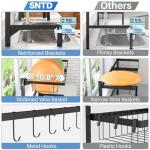 Over The Sink Dish Drying Rack, Adjustable (26.8" to 34.6") Large Dish Drainer Drying Rack for Kitchen Counter with Multiple Baskets Utensil Sponge Holder Sink Caddy, 2 Tier (Black)