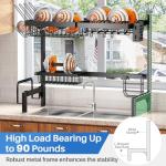 Over The Sink Dish Drying Rack, Adjustable (26.8" to 34.6") Large Dish Drainer Drying Rack for Kitchen Counter with Multiple Baskets Utensil Sponge Holder Sink Caddy, 2 Tier (Black)