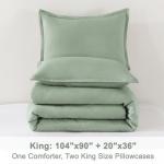 Litanika King Size Comforter Set Sage Green, 3 Pieces Lightweight Solid Comforter King Size, All Season Fluffy Down Alternative Comforter Bed Set Quilt Blanket