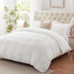 Cozyide White Duvet Cover Queen Size, 3 Pieces Bedding Duvet Covers, Soft Breathable Seersucker Duvet Cover Set with Zipper Closure and Corner Ties (1 Duvet Cover 90"x90" + 2 Pillow Shams 20"x26")