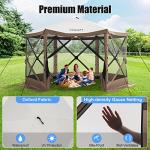 COBIZI 12x12ft Pop up Gazebo Screen Tent Screen House for Camping, Camping Outdoor Screened Gazebo with Sidewalls, Portable Hub Tent with Carrying Bag and Ground Stakes, Khaki(Upgraded 2.0)
