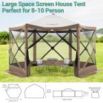 COBIZI 12x12ft Pop up Gazebo Screen Tent Screen House for Camping, Camping Outdoor Screened Gazebo with Sidewalls, Portable Hub Tent with Carrying Bag and Ground Stakes, Khaki(Upgraded 2.0)
