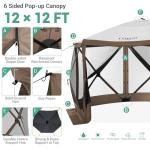 COBIZI 12x12ft Pop up Gazebo Screen Tent Screen House for Camping, Camping Outdoor Screened Gazebo with Sidewalls, Portable Hub Tent with Carrying Bag and Ground Stakes, Khaki(Upgraded 2.0)