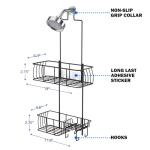 Matte Black Hanging Shower Caddy with Hooks