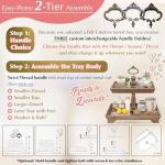 Felt Creative Home Goods Rustic Wood Two Tiered Tray Rectangle 2 Tier Serving Tray for Coffee Bar, Kitchen Counter, Dining Room Table, Cupcake Stand, Holiday and Farmhouse Decor (Rustic Brown)