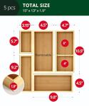 ROYAL CRAFT WOOD 5-Piece Bamboo Drawer Organizer Set – Multi-Use Storage Trays for Kitchen, Bathroom, Office, Makeup, Jewelry & More – Junk Drawer Tray, Utensil Holder, Storage Box & Bin Set (5 Boxes)