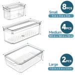 14-Pack Clear Fridge Organizers with Lids